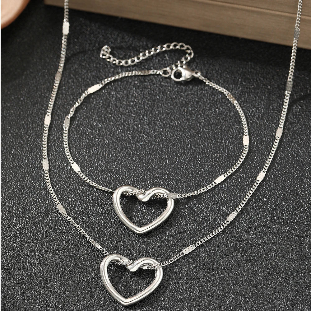 Conjunto Colar e Bracelete Coração