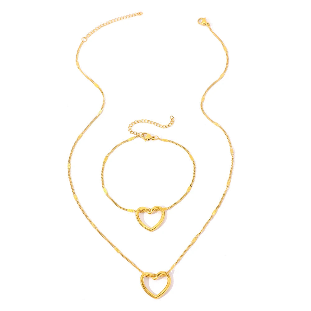 Conjunto Colar e Bracelete Coração