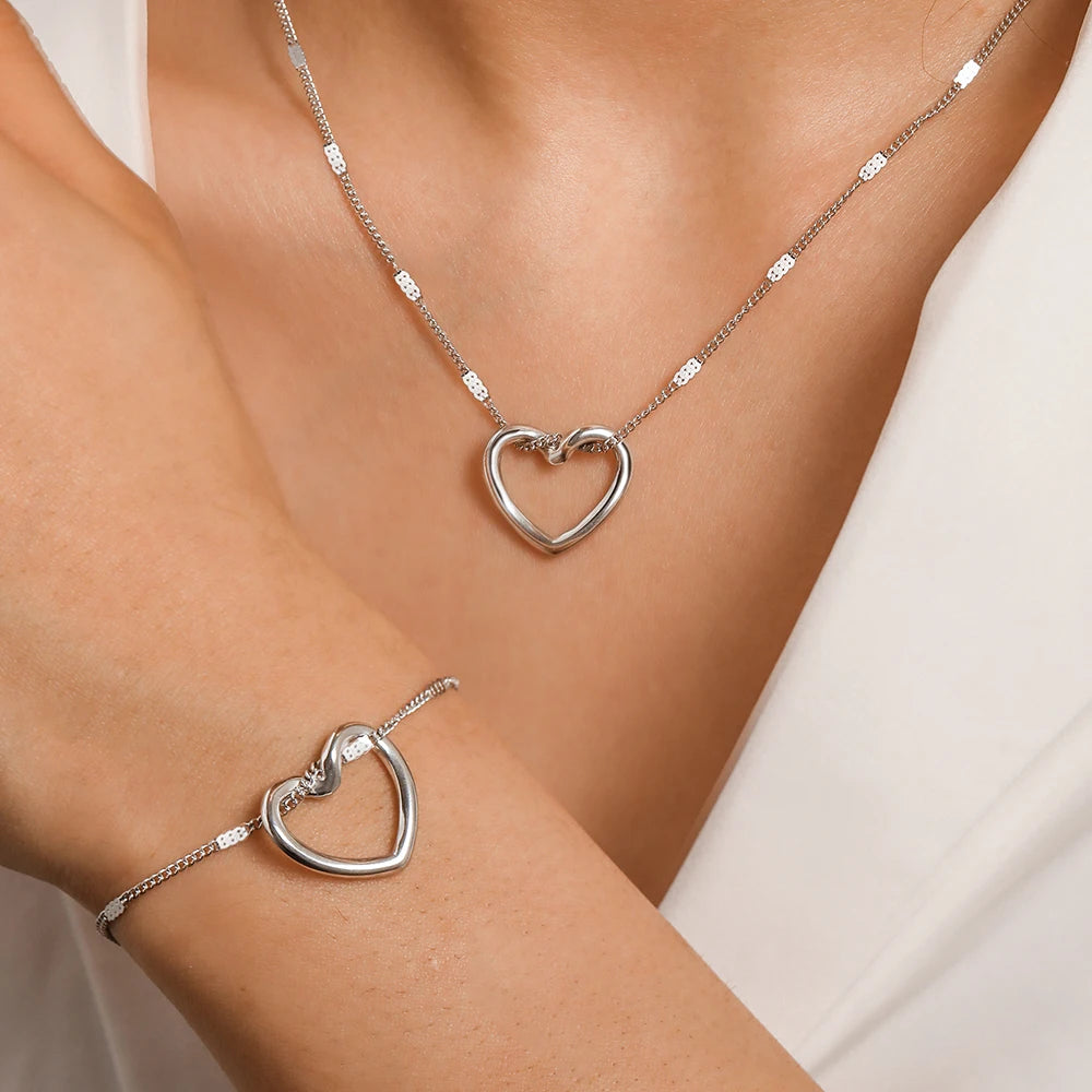 Conjunto Colar e Bracelete Coração