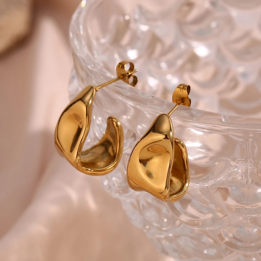 EBbelle Abstract Geometric Trapezoid Shape Creole Stainless Steel Earrings For Woman Unusual Earrings Women's Ear Creoles
