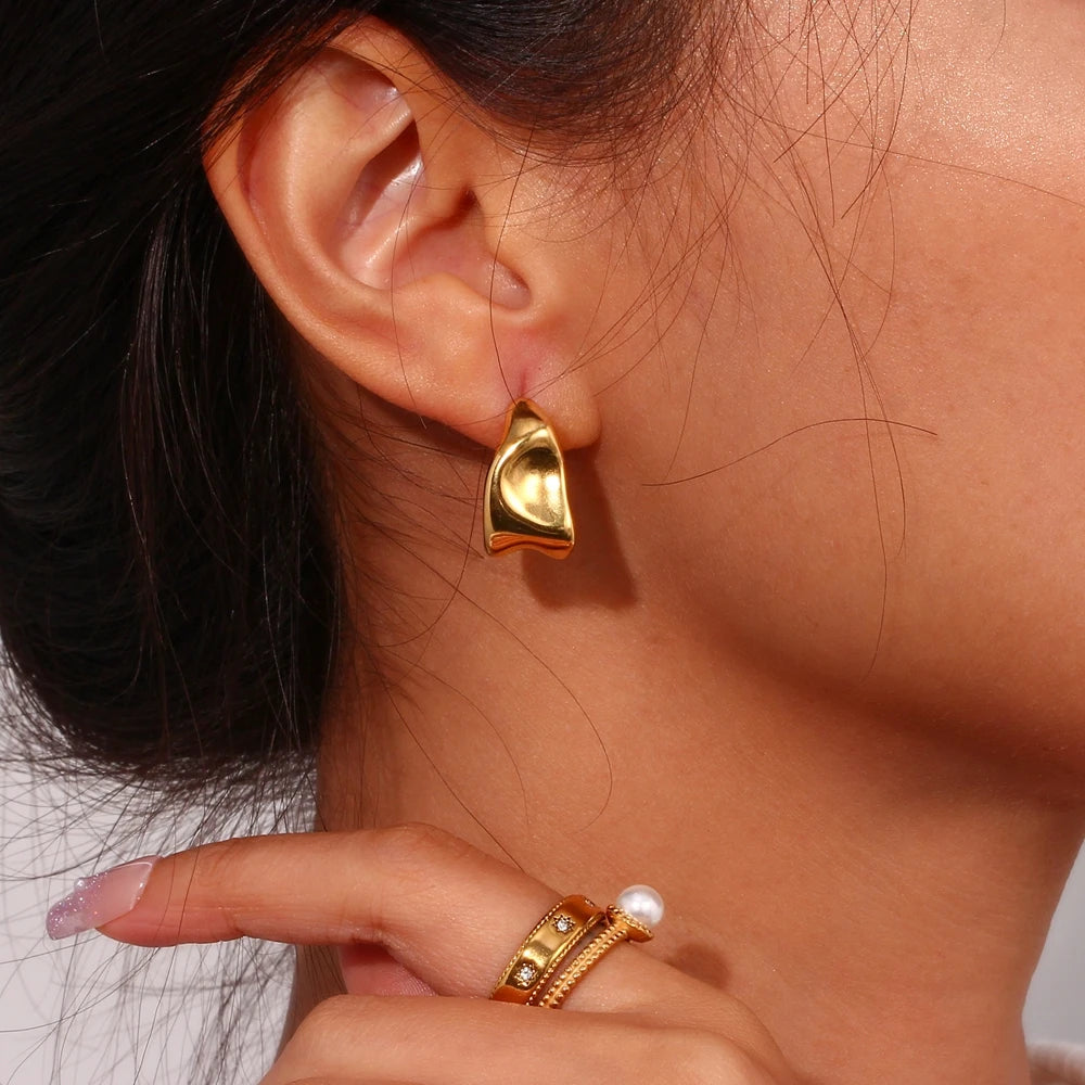 EBbelle Abstract Geometric Trapezoid Shape Creole Stainless Steel Earrings For Woman Unusual Earrings Women's Ear Creoles