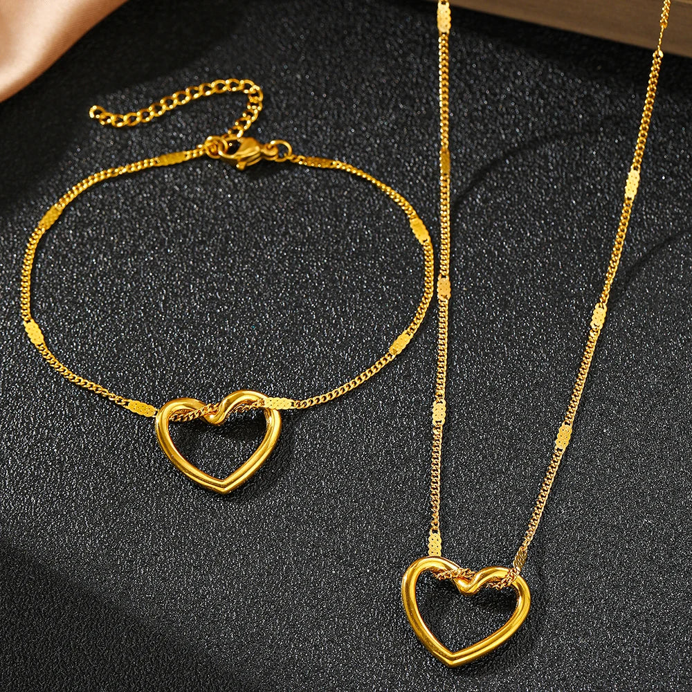 Conjunto Colar e Bracelete Coração